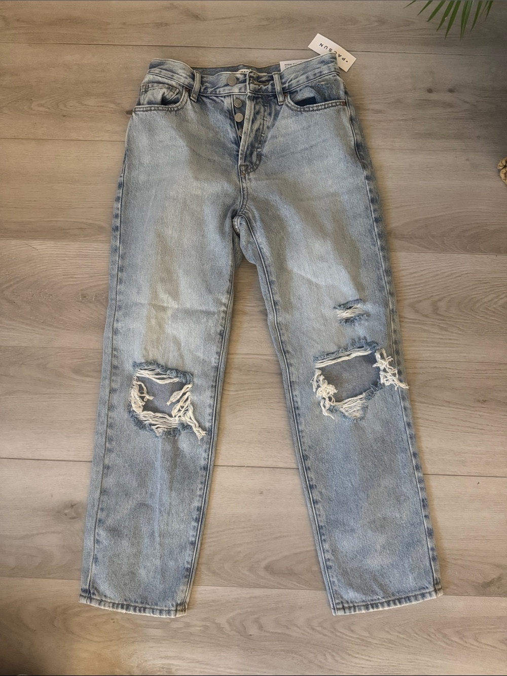 NWT Women’s PacSun Light Blue High-Rise Straight Ripped Jeans
